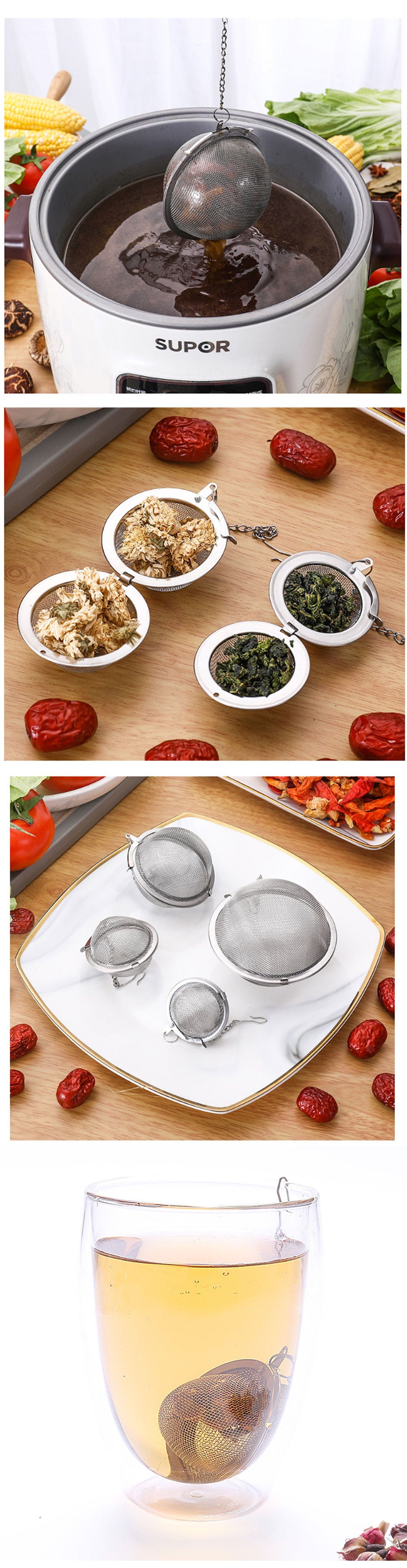 5 Size Stainless Steel Tea Infuser Sphere Locking Spice Tea Ball Strainer
